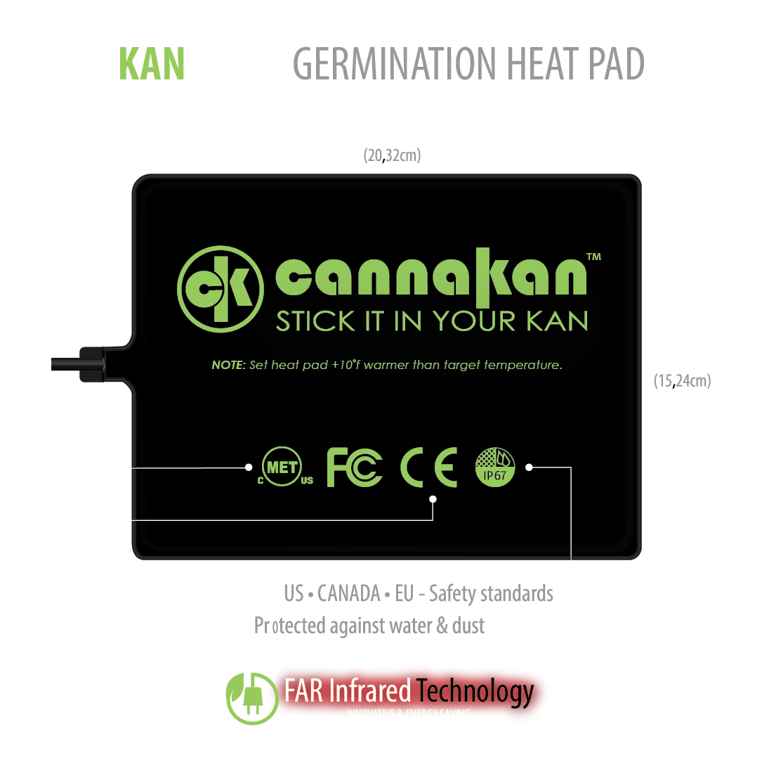 Image showcasing our high-quality heat pad, designed with energy-saving FAR infrared technology. Its certified with MET, FCC, CE as safety standards for US, Canada and the EU. IP67 certified to protect againt water & dust. All heat pads are fully tested.
Size: 8'' (20,32cm) x 6'' (15,24cm)
120 Volt - 8 Watts