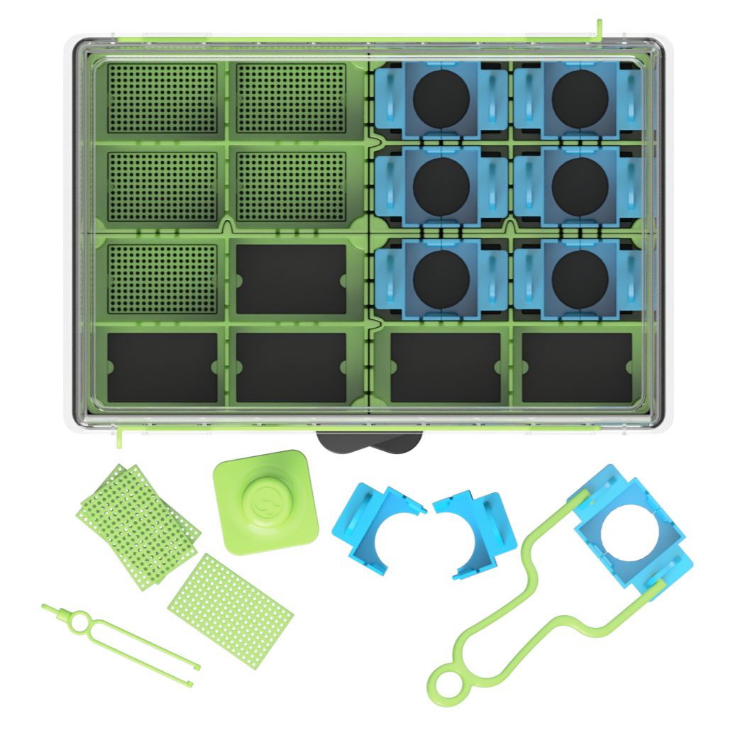 Product images show a top view of our upcoming TRa version alongside our upcoming split-pots, strainers. removal tool, and block press.