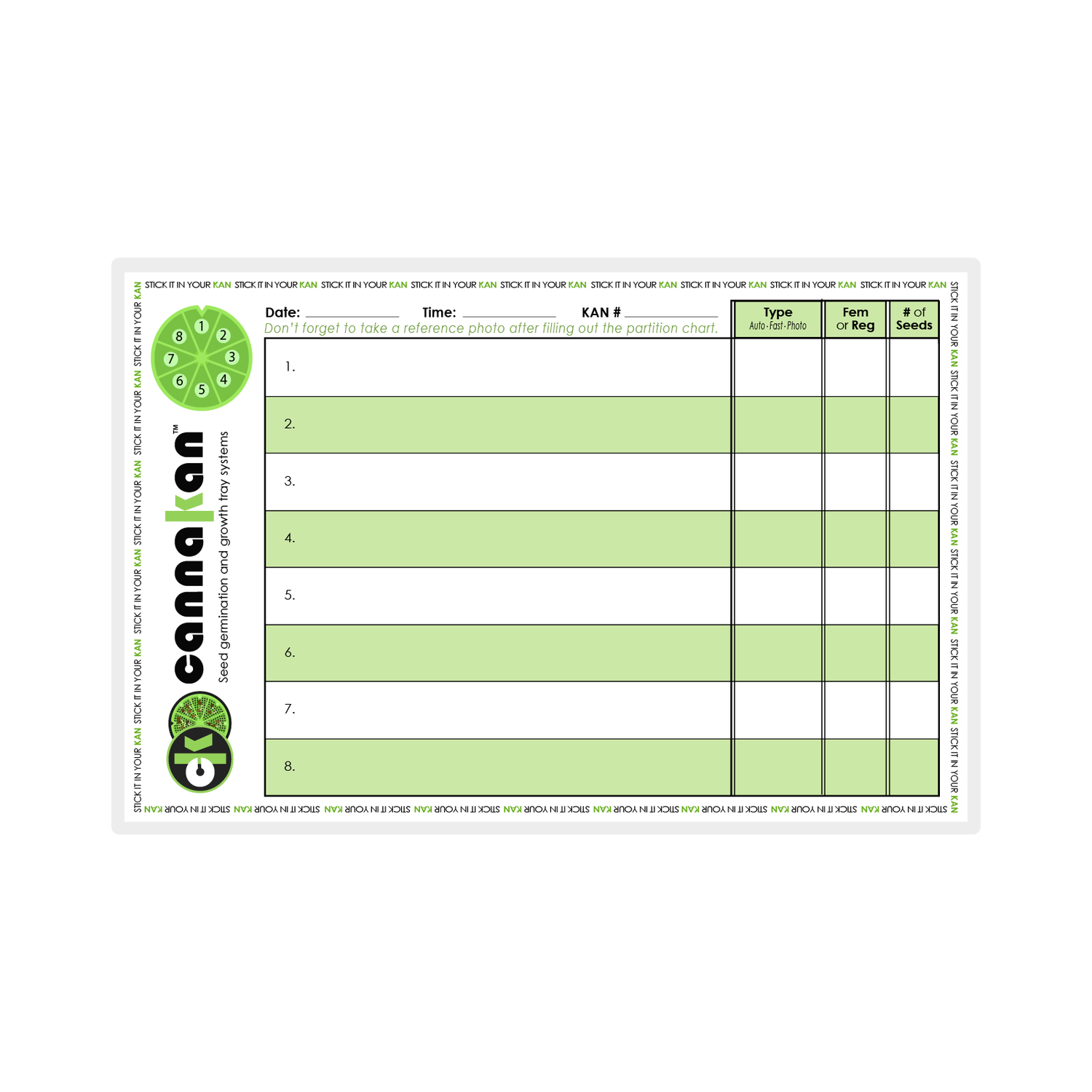 KAN™ Reusable Partition chart with fine tip wet erase marker